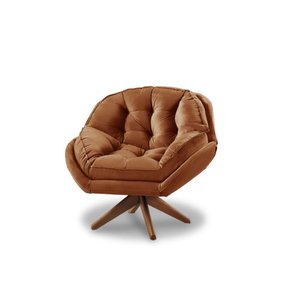 Poltrona Decorativa Pillow Top com Base Giratória Veludo Califórnia Terracota - Sofá Casa