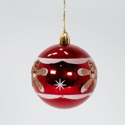 Kit 8 Bolas Enfeite Natalino Árvore de Natal Branco Vermelho