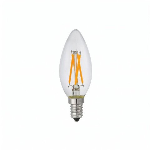 Lâmpada LED Filamento Vela C35 Clear 4W E14 400 Lúmens Bivolt Transparente Nordecor Iluminação