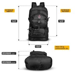 Mochila Espaçosa Viagem 50l Acampamento Trilha Aventura - 7