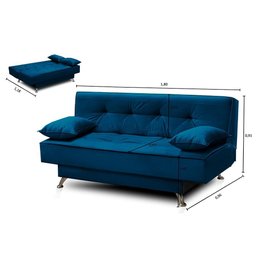 Sofá Cama 1,80m Flavia Suede Azul Rover & Beato - 2