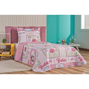 Colcha Bouti Solteiro Infantil Dupla Face 2 Pçs Rosa Ballet