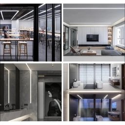 Perfil Alumínio Slim 25mm Preto para Fita Led Embutir 2m - 3 Perfil Alumínio Slim 25mm Preto para Fita Led Embutir 2m - 3