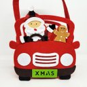 Ver imagem 4 de Kit 2 Cachepô Feltro Natal Carro com Alça Decorado Papai Noel e Boneco de Neve 20cm - Master Christm