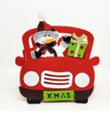 Ver imagem 3 de Kit 2 Cachepô Feltro Natal Carro com Alça Decorado Papai Noel e Boneco de Neve 20cm - Master Christm