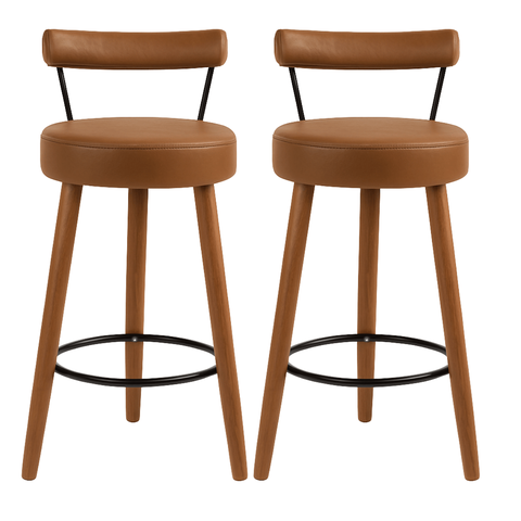 Kit 2 Banquetas Altas 60 Cm Estofada Corino com Encosto Retrô P/ Cozinha Área Gourmet Balcão - Izis: