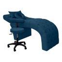 Ver imagem 1 de Maca Estética para Extensão de Cílios Charme + Mocho Tapeçado Veludo Azul Marinho