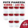Kit Potes de Vidro Pianezza C/tampa em Metal Vermelho 180ml - 1