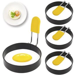 Anel Modelador de Ovo Antiaderente 4 Peças Fritura Cozimento Chapa Frigideira Omelete Hamburguer Lan - 1