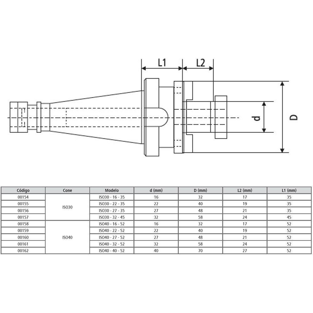 Porta Fresa Combinado Modelo Iso30 - 32 - 45 - Din 2080/ Din 6358 - 3