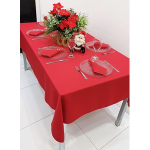Toalha de Mesa Vermelha Natal 3,00 X 150 com 10 Guardanapos