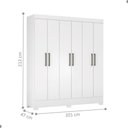 Ver imagem 4 de Conjunto para Quarto de Casal Falena Completo Branco MDP com Guarda Roupa Cômoda Cabeceira Demó