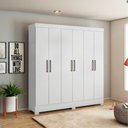 Ver imagem 6 de Conjunto para Quarto de Casal Falena Completo Branco MDP com Guarda Roupa Cômoda Cabeceira Demó