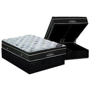 Cama Box Baú King: Colchão Molas Bonnel Ortobom Nanolastic Exclusive + Base CRC Suede Black(