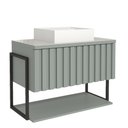 Ver imagem 2 de Gabinete Balcão Suspenso Cuba Marmorite Havaí 80 Cm Aço Banheiro 1 Porta 1 Prateleira Verde