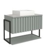 Gabinete Balcão Suspenso Cuba Marmorite Havaí 80 Cm Aço Banheiro 1 Porta 1 Prateleira Verde - 2