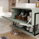 Ver imagem 3 de Gabinete Balcão Suspenso Cuba Marmorite Havaí 80 Cm Aço Banheiro 1 Porta 1 Prateleira Verde