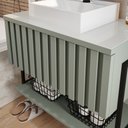 Ver imagem 4 de Gabinete Balcão Suspenso Cuba Marmorite Havaí 80 Cm Aço Banheiro 1 Porta 1 Prateleira Verde