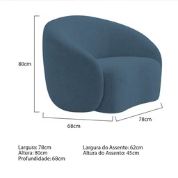 Kit Sofá 3 Lugares 200cm e 2 Poltronas Orgânica Luxo Recepção Amore Linho Azul Royal - Amarena Móvei - 4