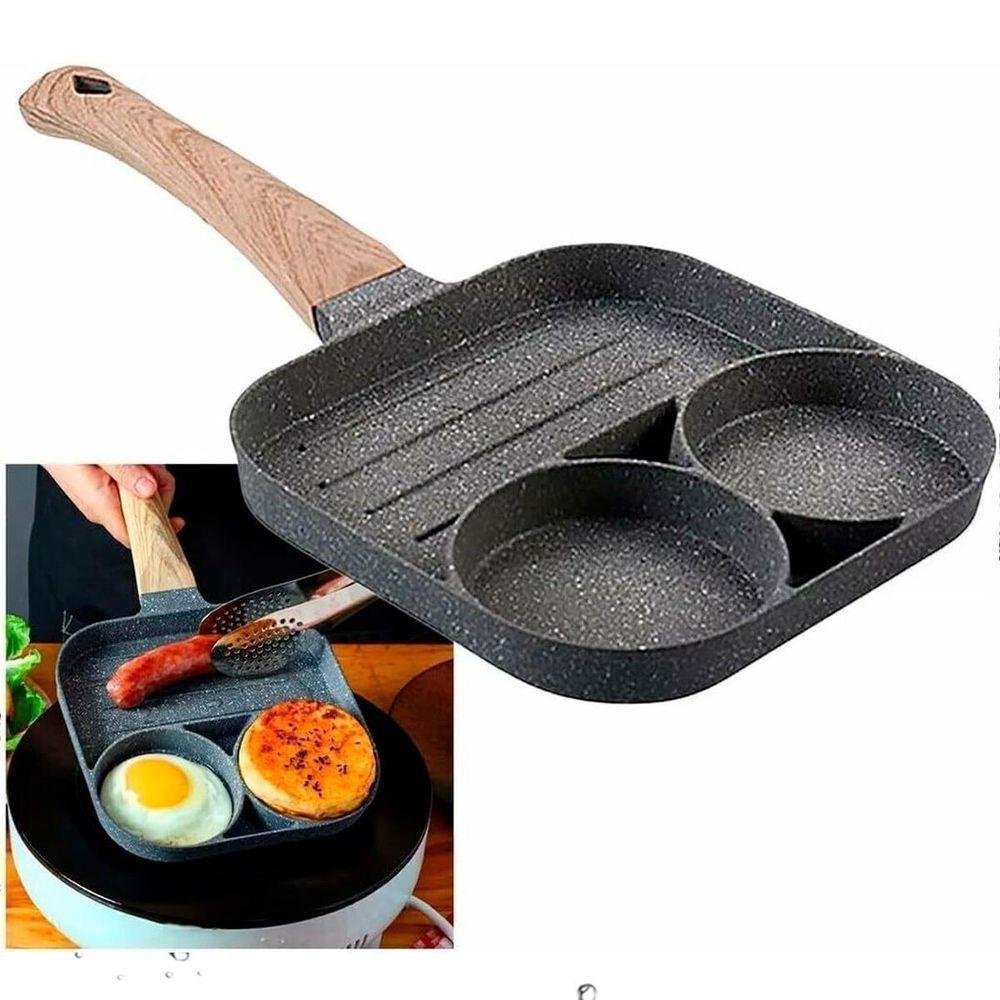 Frigideira Antiaderente 4 ou 3 Partes Hambúrguer Ovo Carne - 10