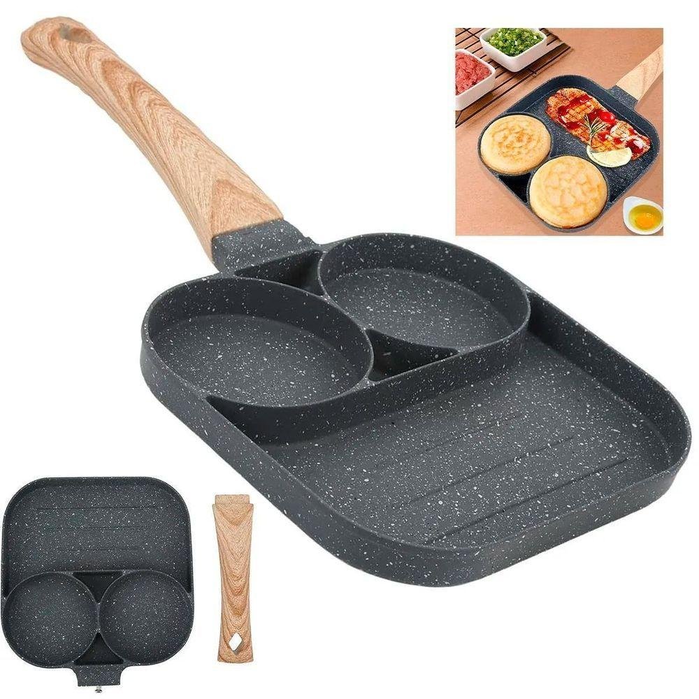 Frigideira Antiaderente 4 ou 3 Partes Hambúrguer Ovo Carne - 3