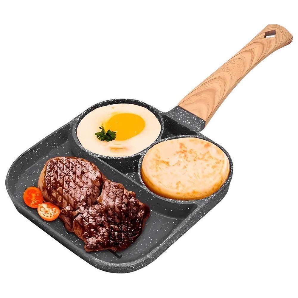 Frigideira Antiaderente 4 ou 3 Partes Hambúrguer Ovo Carne - 7