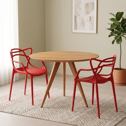 Conjunto Sala de Jantar 2 Lugares Redonda Madeira São Paulo Allegra Yescasa