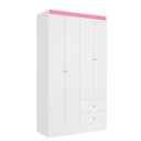 Ver imagem 3 de Guarda Roupa Solteiro 4 Portas e 2 Gavetas Astro 182 x 120cm Yescasa Branco/Rosa