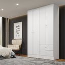 Ver imagem 5 de Guarda-Roupa Solteiro 4 Portas 2 Gavetas 102x47x182cm Astro Branco