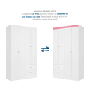 Ver imagem 7 de Guarda Roupa Solteiro 4 Portas e 2 Gavetas Astro 182 x 120cm Yescasa Branco/Rosa