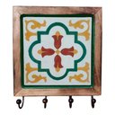 Ver imagem 1 de Cabideiro em Madeira com Ladrilho Hidráulico Porta Chaves Roupas Bolsas Ladrilho E1