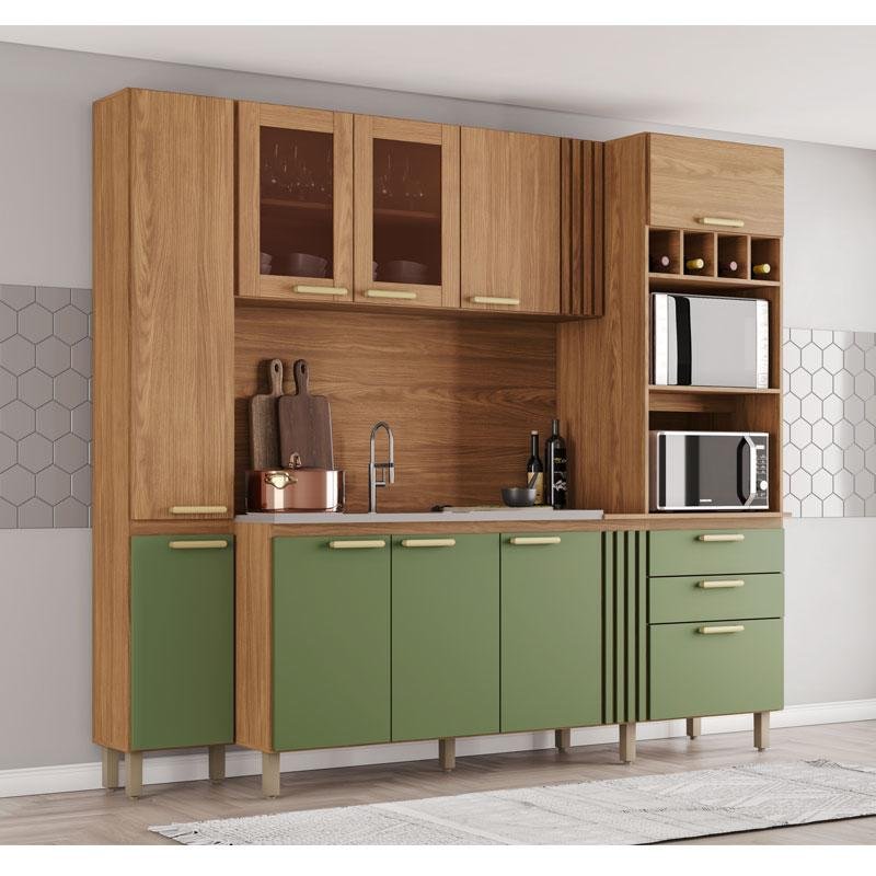 Kit Cozinha Compacta Bc01216 10 Portas com Painel Nature Verde Hp – Briz - 9