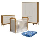 Ver imagem 1 de Quarto de Bebê 4 Portas com Cômoda com Porta Elfe Classic e Berço Americano Danny Areia Savana