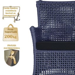2 Sofás e Mesa Igapó Alumínio Marrom Corda Náutica E12 Trama Azul - 3