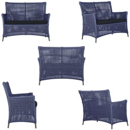 2 Sofás e Mesa Igapó Alumínio Marrom Corda Náutica E12 Trama Azul - 2