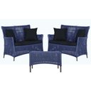 Ver imagem 1 de 2 Sofás e Mesa Igapó Alumínio Marrom Corda Náutica E12 Trama Azul