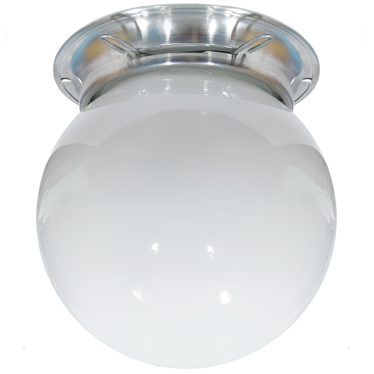 Plafon Colonial Alumínio Natural Globinho Branco Brilho 15cm - 1