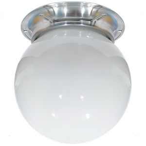 Plafon Colonial Alumínio Natural Globinho Branco Brilho 15cm
