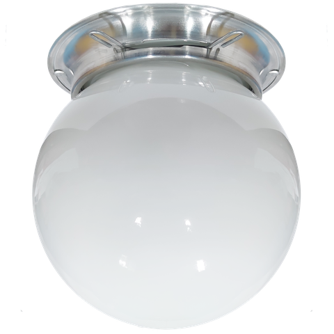 Plafon Colonial Alumínio Natural Globinho Branco Brilho 15cm