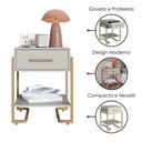 Ver imagem 4 de Mesa de Cabeceira 1 Gaveta P1059 49 Cm Arenas Dourado Pp Milani Store