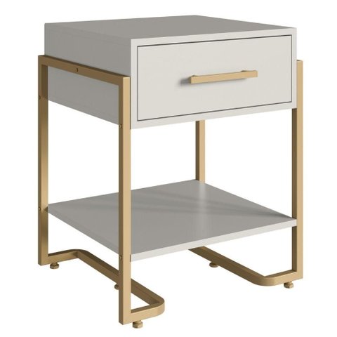 Mesa de Cabeceira 1 Gaveta P1059 49 Cm Arenas Dourado Pp Milani Store