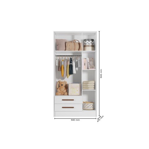 Guarda Roupas 3 Portas e 2 Gavetas Q-encanto - Branco