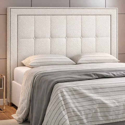 Cabeceira para Cama Box King 195cm Wellbe Bouclé Off White - Sallar Home
