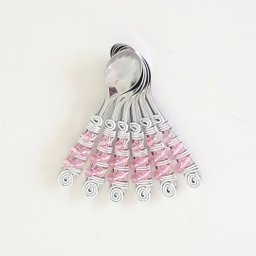 Conjunto 6 Colheres de Café Bordado Rosa Laris - 2