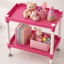 Ver imagem 6 de Estante Multiuso Rosa Dupla Rack Organizadora de Brinquedos 2 Prateleiras Porta Documentos Quarto Co