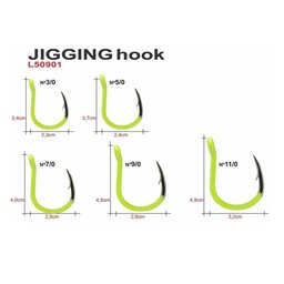 Anzol Maruri Jigging Hook Aqua Amarelo Limão 7/0 - C/06un - 3