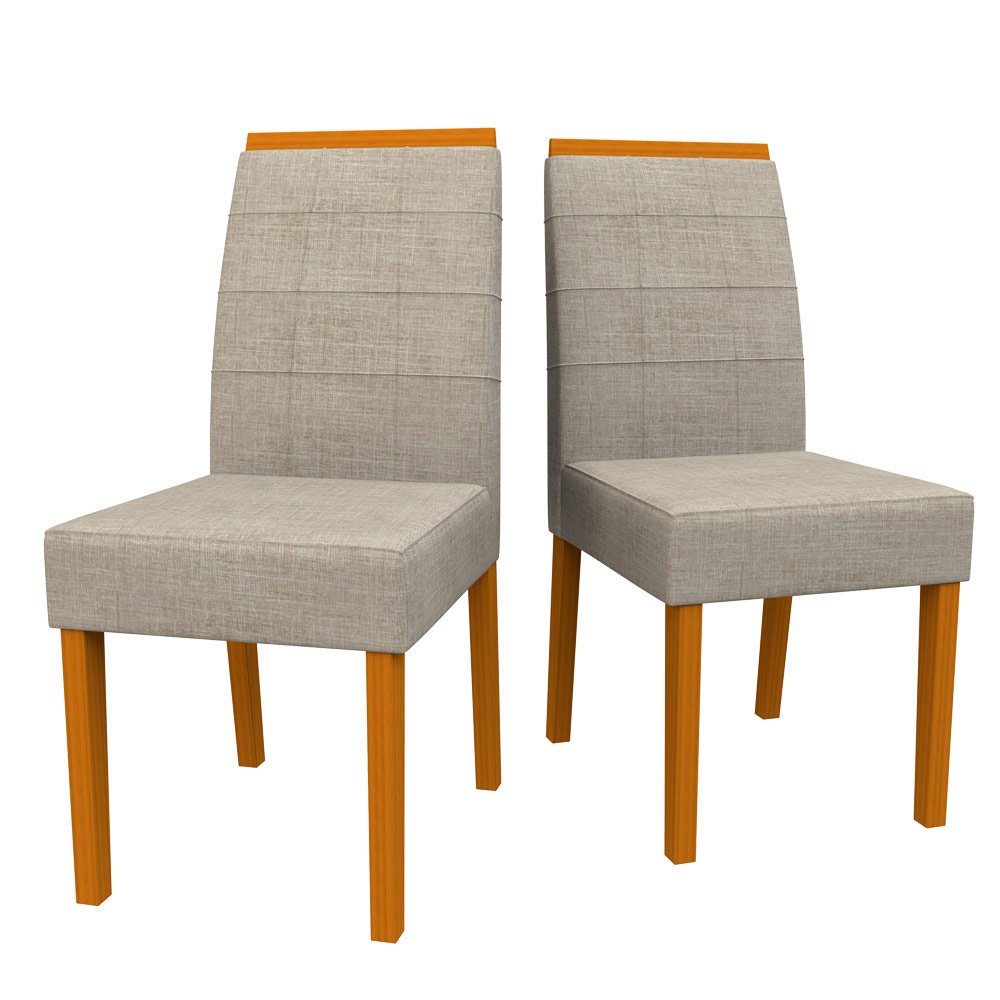 Conjunto Com 2 Cadeiras Para Sala de Jantar Isis Ypê Suede Linho TL13 New Ceval 13034/467 - YPE/TL13