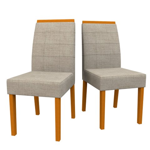 Conjunto Com 2 Cadeiras Para Sala de Jantar Isis Ypê Suede Linho TL13 New Ceval 13034/467 - YPE/TL13