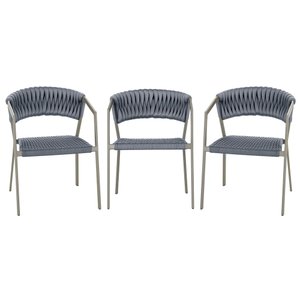 3 Cadeiras Atenas Tricô Náutico e Alumínio com Proteção Uv para Varanda, Cozinha, Área, Jardim - Pin