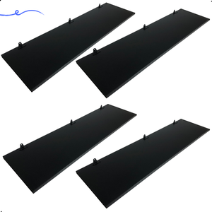 Kit 4 Prateleira Preta 90X25 + Suporte Flutuante Mdf  Organizadora Decoração Cozinha Banheiro Sala